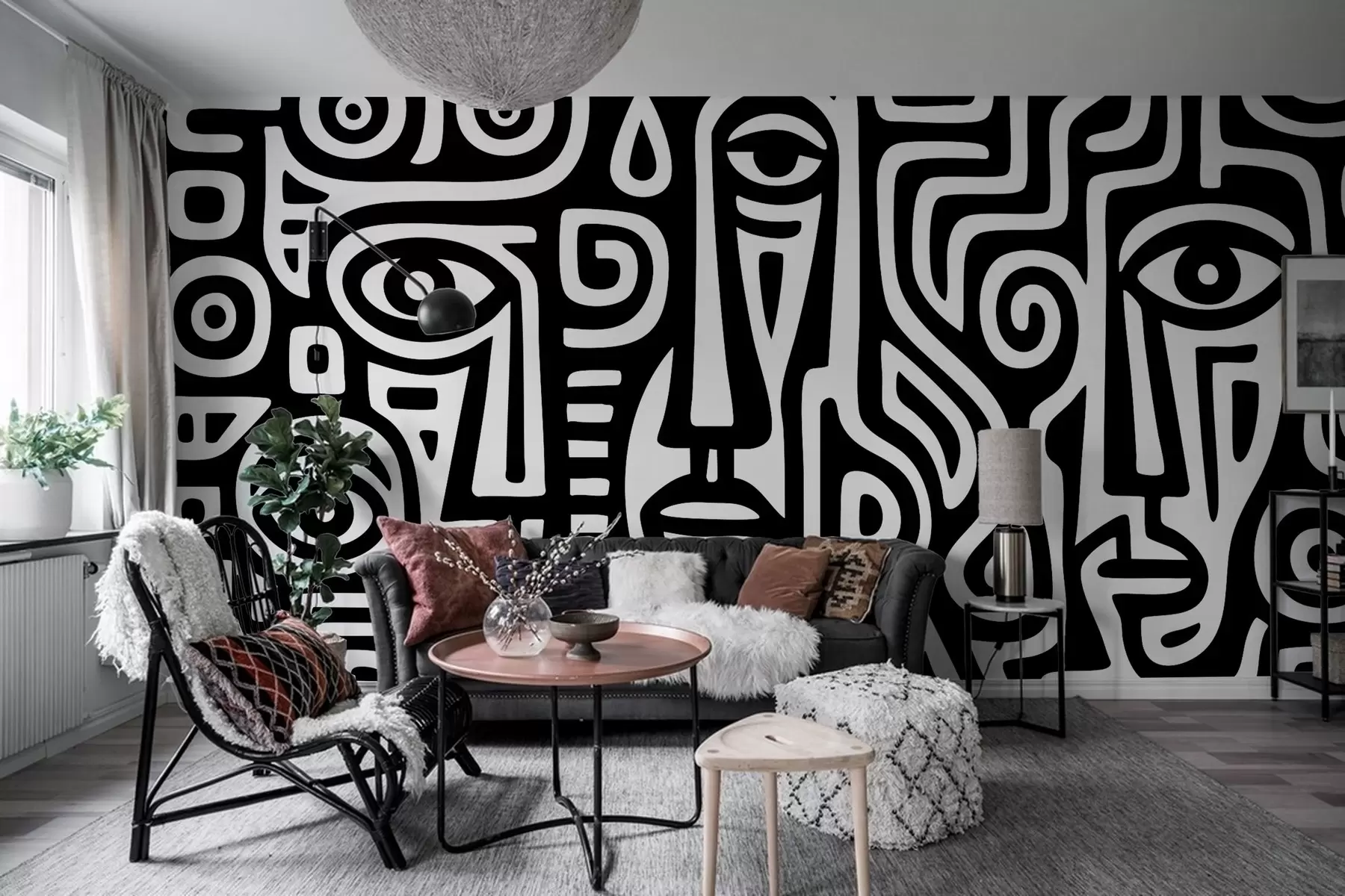 Valokuvatapetti Tyylitellyt kasvojen yksityiskohdat w04186