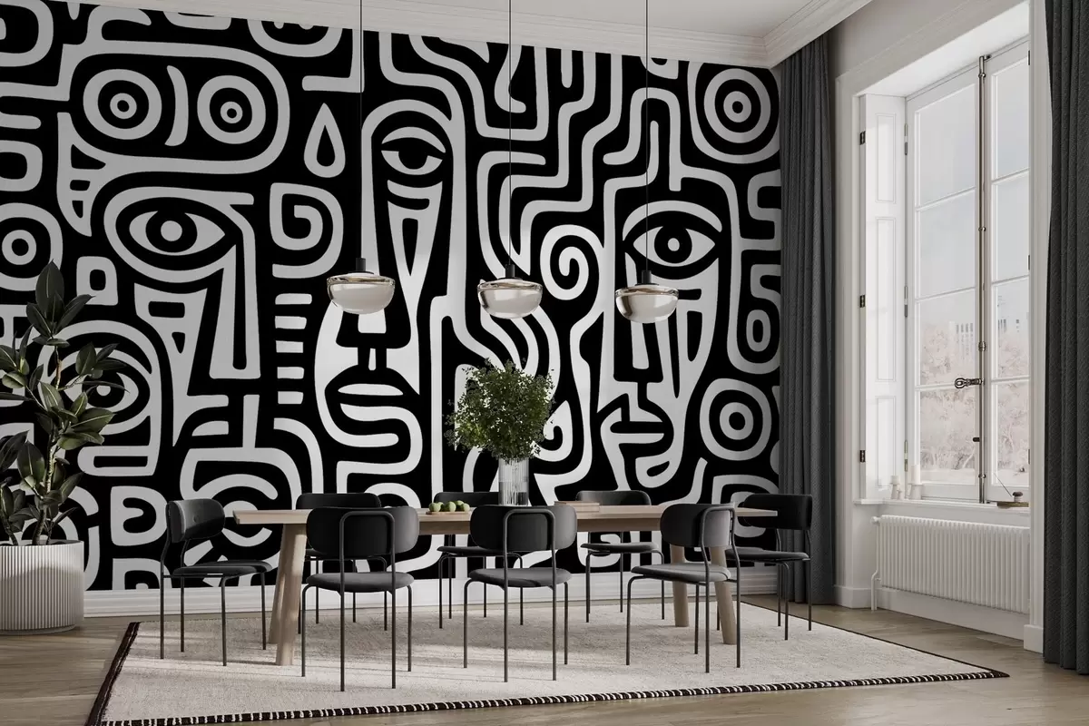 Valokuvatapetti Tyylitellyt kasvojen yksityiskohdat w04186