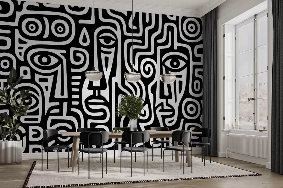 Valokuvatapetti Tyylitellyt kasvojen yksityiskohdat w04186