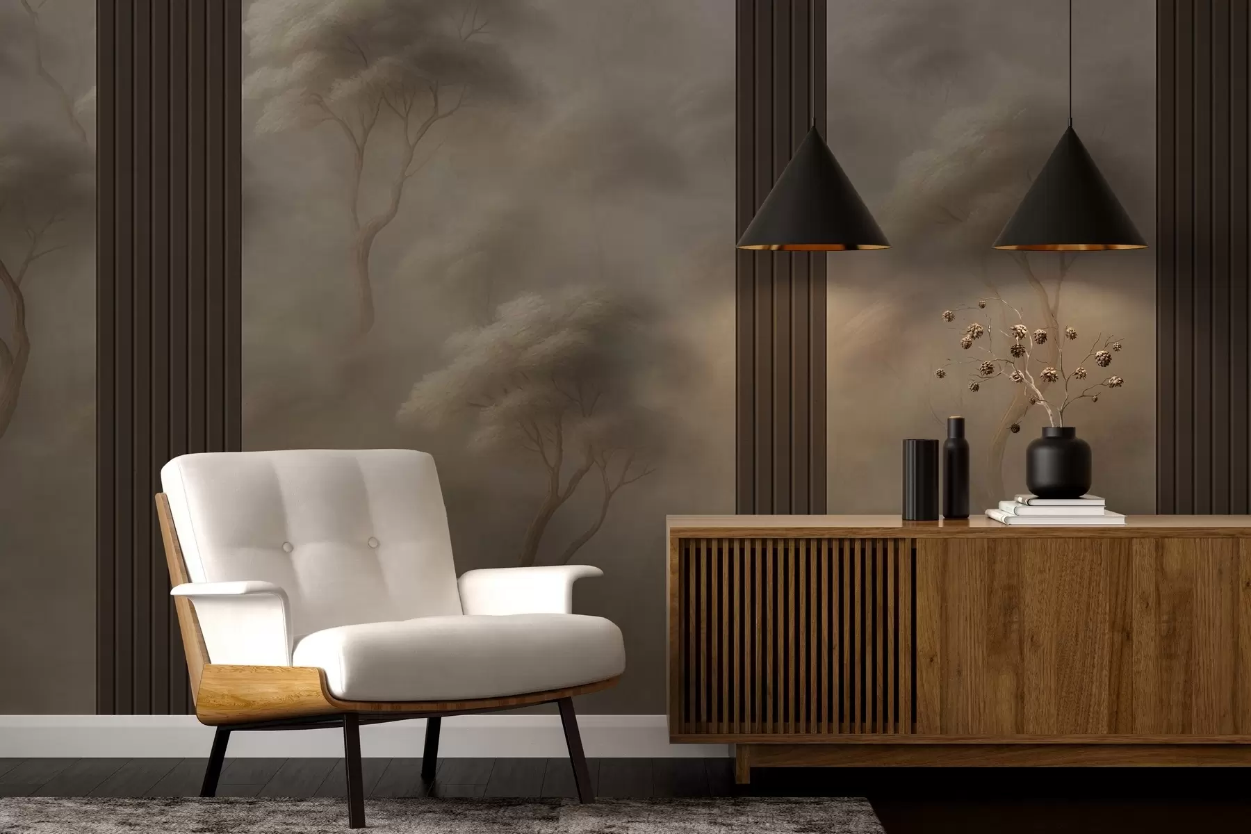 Valokuvatapetti Metsä kohtaa paneelitaiteen w04187