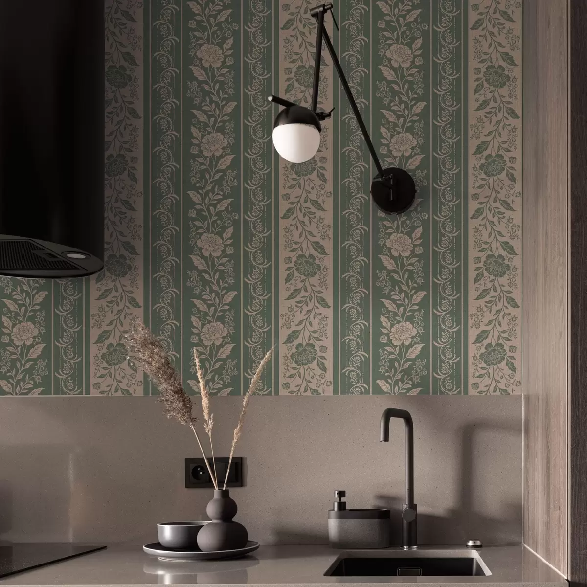 Taustakuva Pystyraidat, joissa on kukkakuvio a00273