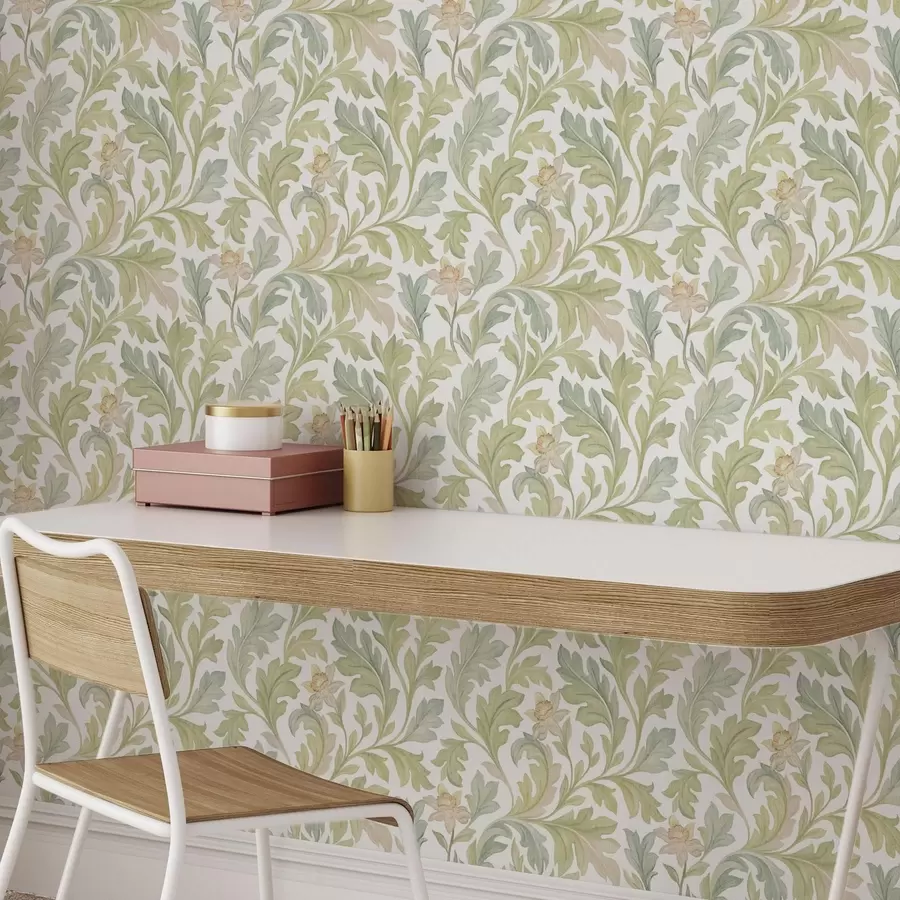 Valokuvatapetti Vintage kukka koriste valkoinen tausta a00277v2