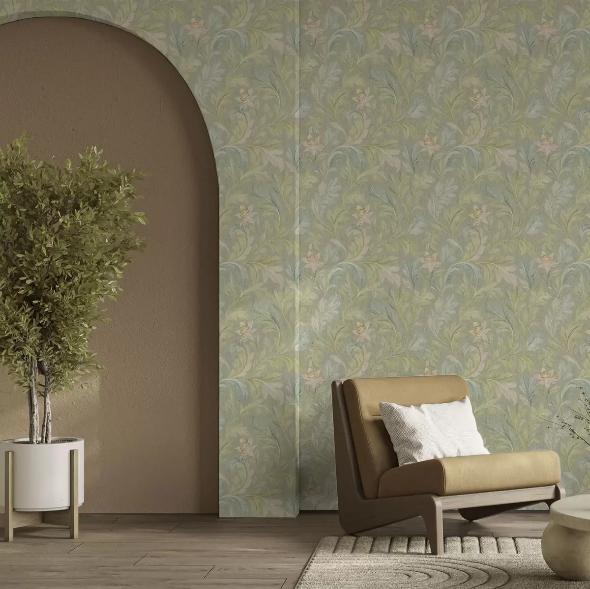 Taustakuva Vintage lehdet vihreällä taustalla, pastellivärit a00277