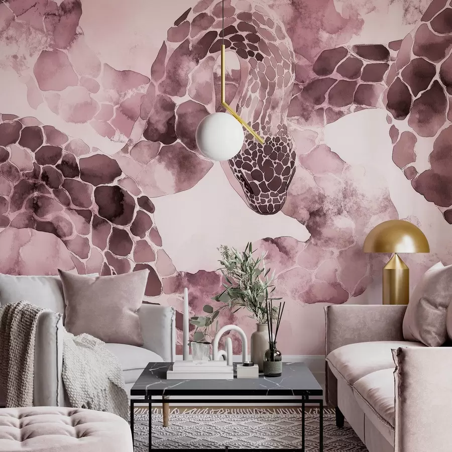 Valokuvatapetti Käärmeen siluetti, vesivärityyli, viininpunaiset värit w04113v1