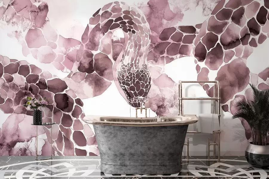 Valokuvatapetti Käärmeen siluetti, vesivärityyli, viininpunaiset värit w04113v1