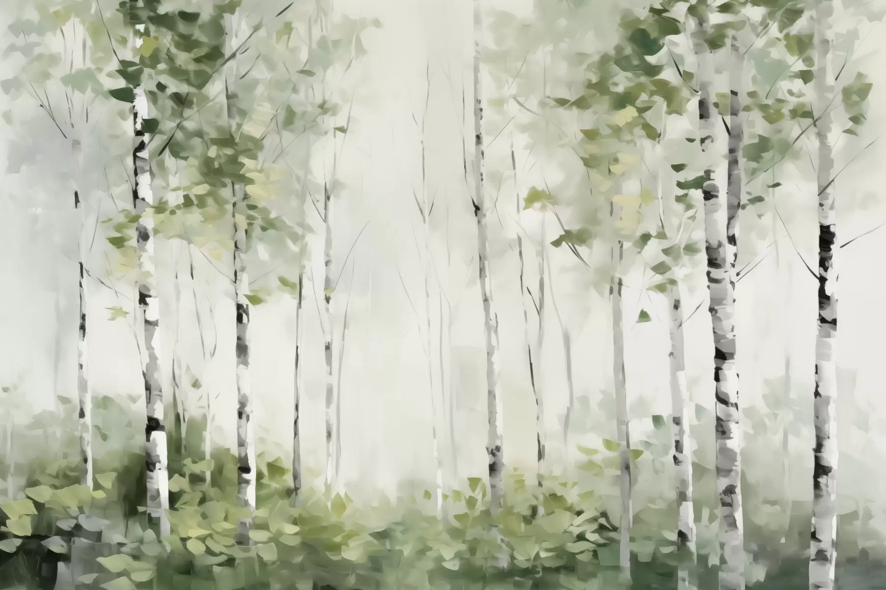 Valokuvatapetti Lehtipuuvaltainen metsä jäljitelmä maalaus w04234