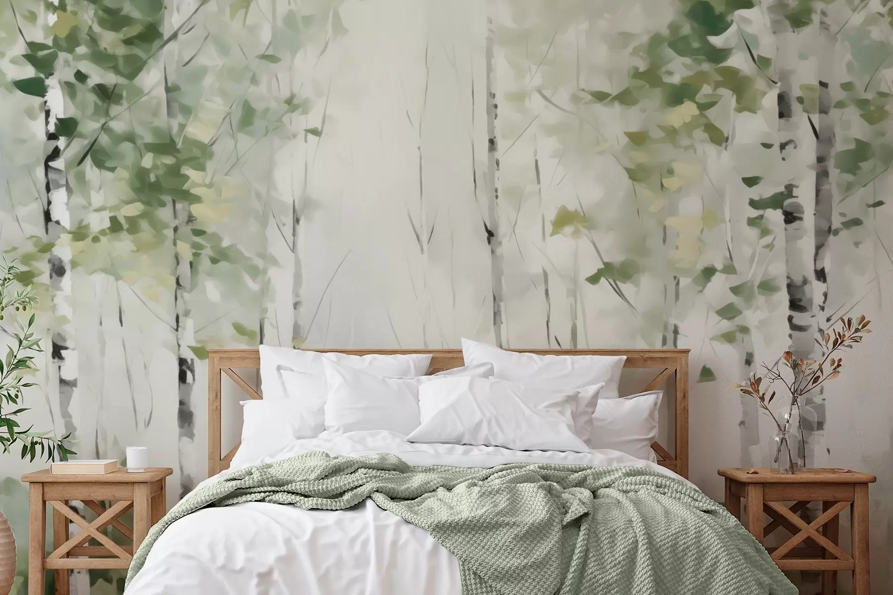 Valokuvatapetti Lehtipuuvaltainen metsä jäljitelmä maalaus w04234