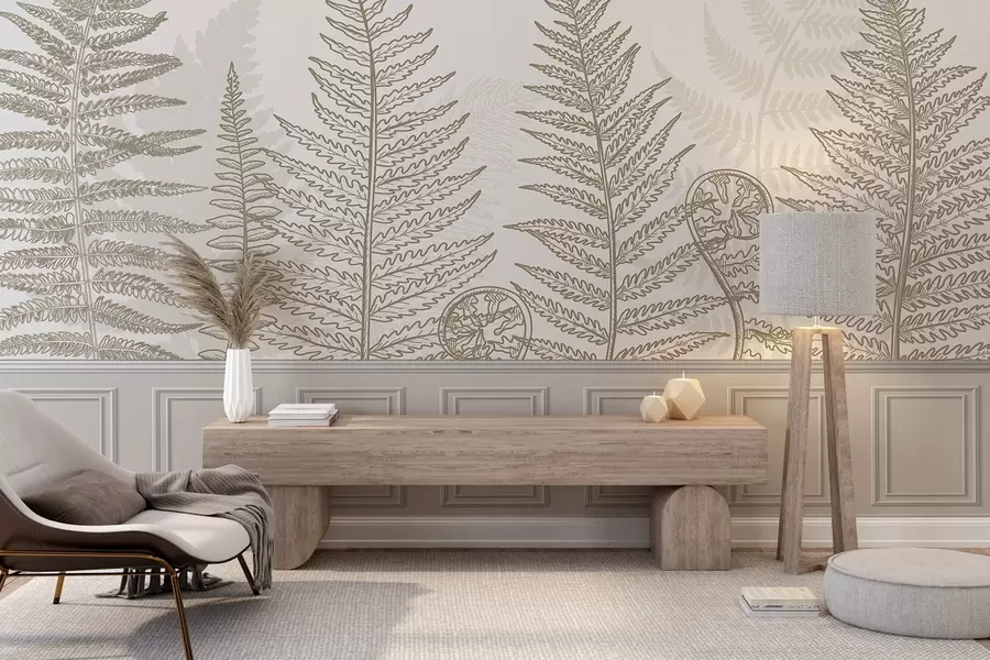 Valokuvatapetti lehdet, kasvit, saniainen, valo, kasvitieteellinen, graafinen, graafinen w04239v2