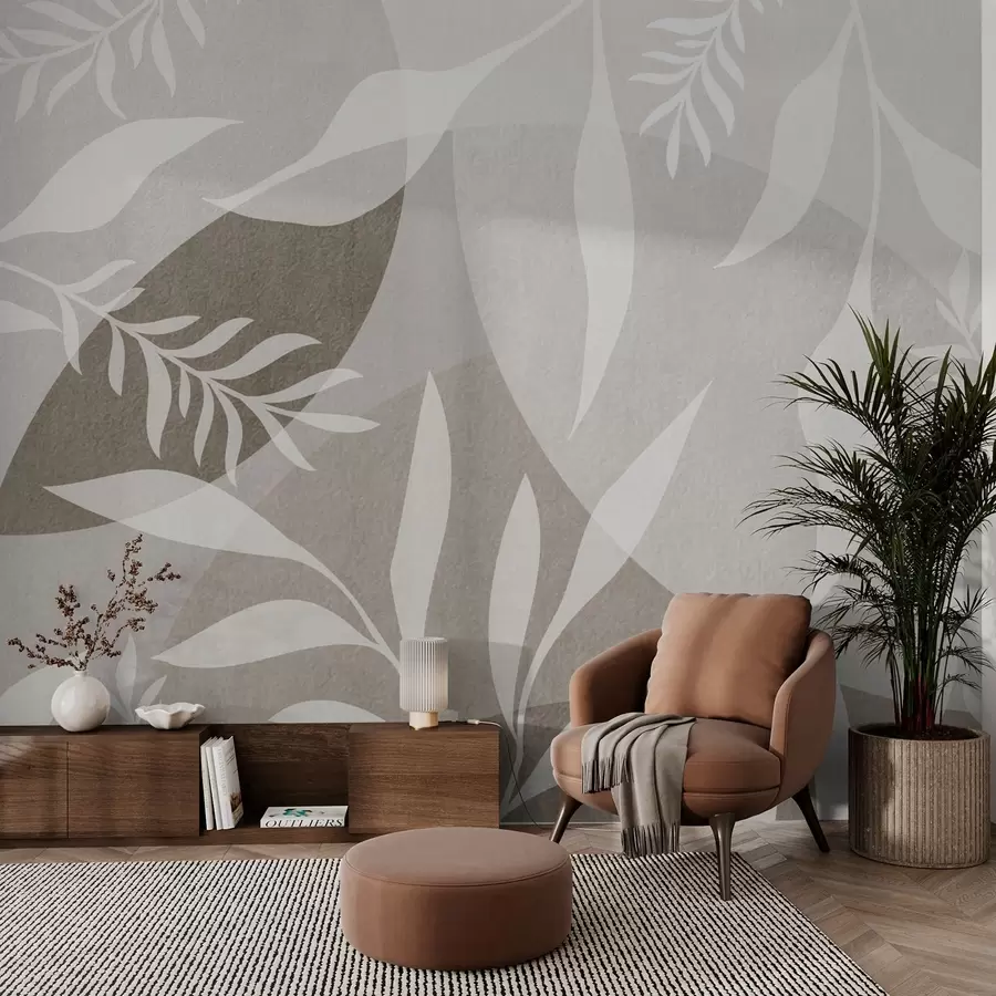 Valokuvatapetti Siluetteja oksia vastaan taustalla abstrakti ympyröitä w04270v1