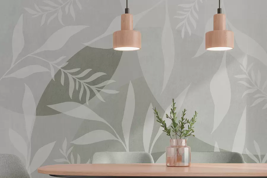 Valokuvatapetti Siluetteja oksat taustalla abstrakti ympyröitä, vihreän sävyjä w04270v2