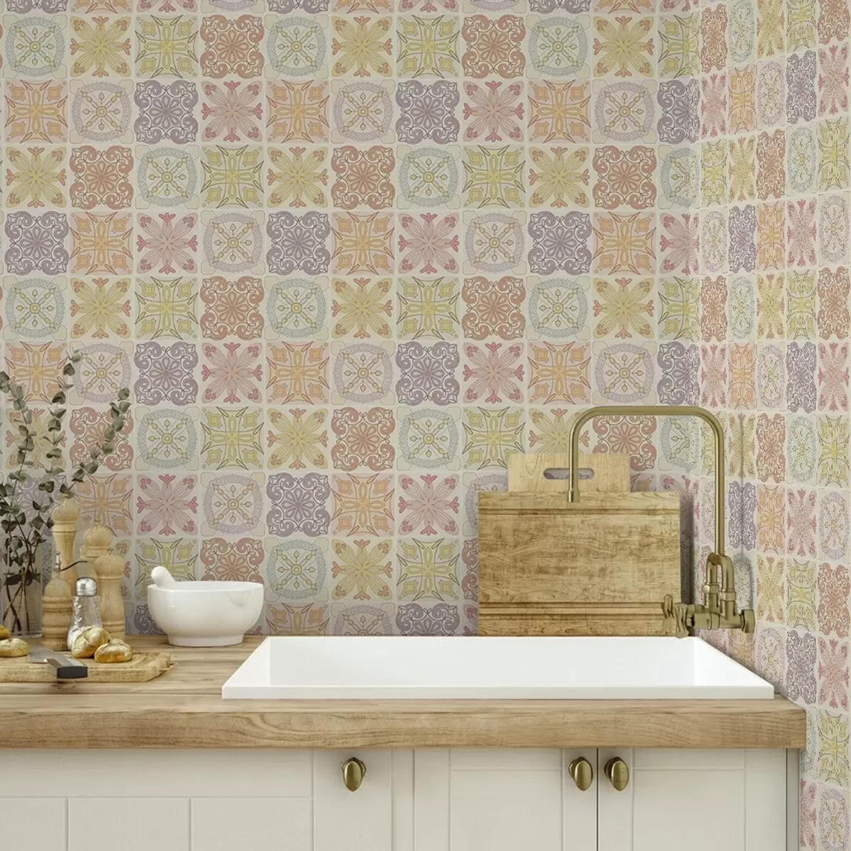 Taustakuva Värilliset geometriset laattakoristeet a00284