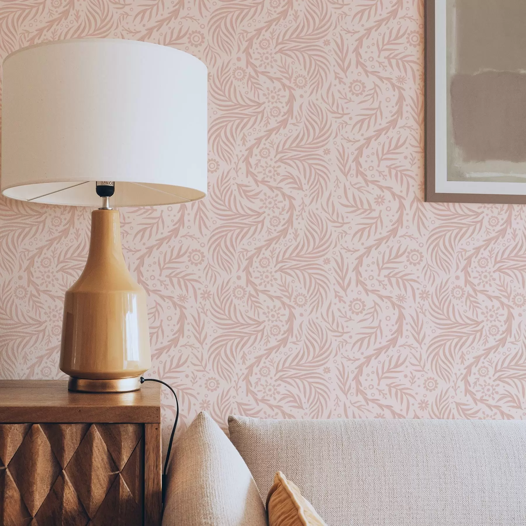 Valokuvatapetti Vaaleanpunaisia kukkaelementtejä vaaleanpunaisella pohjalla a00290