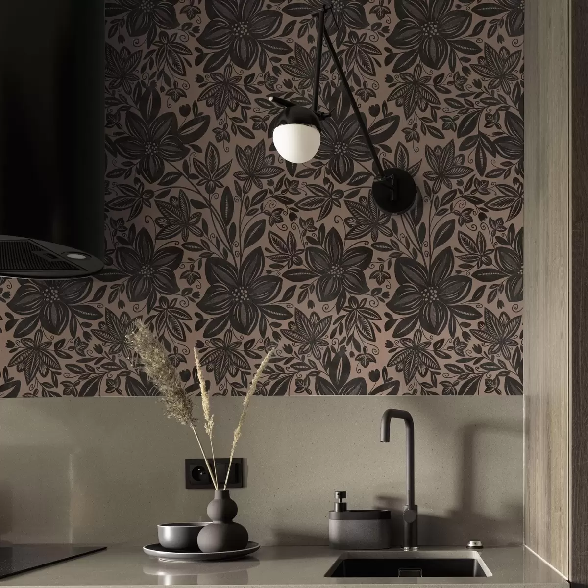 Taustakuva Musta ja vaaleanpunainen etninen kukkakuvio ja vaaleanpunainen etninen kukkakuvio a00351