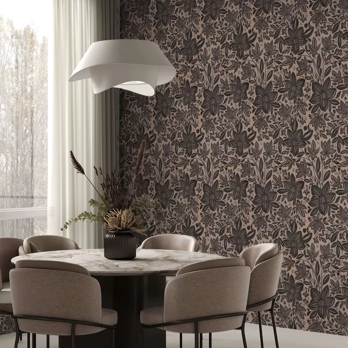 Taustakuva Musta ja vaaleanpunainen etninen kukkakuvio ja vaaleanpunainen etninen kukkakuvio a00351