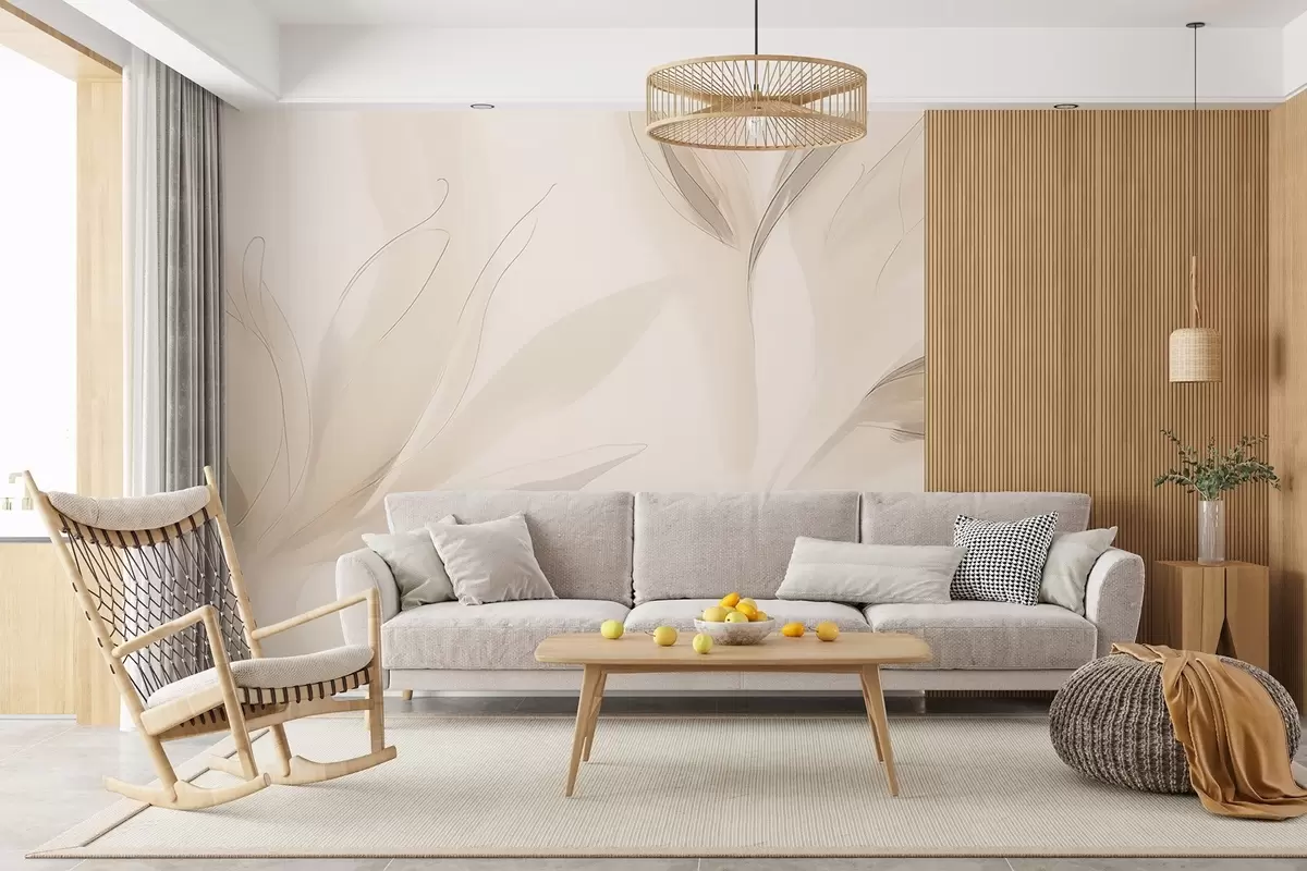 Valokuvatapetti Kevyt abstrakti lehdet w04243