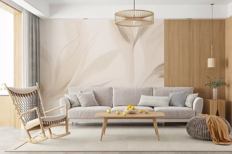 Valokuvatapetti Kevyt abstrakti lehdet w04243