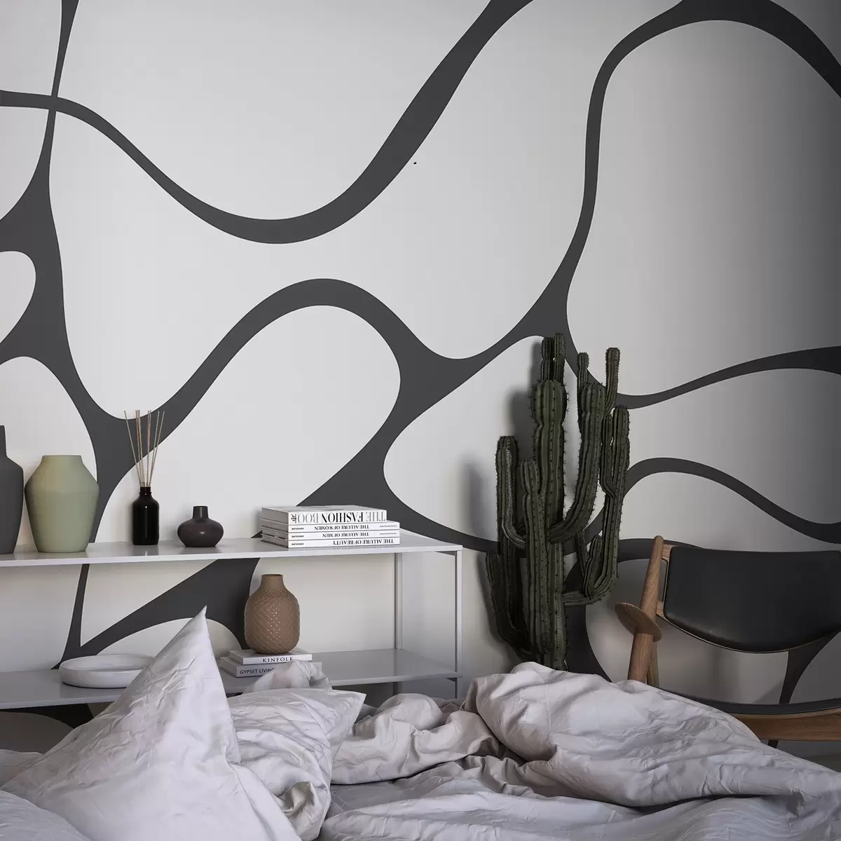 Valokuvatapetti Abstrakti kuvio kaarevilla viivoilla w04274