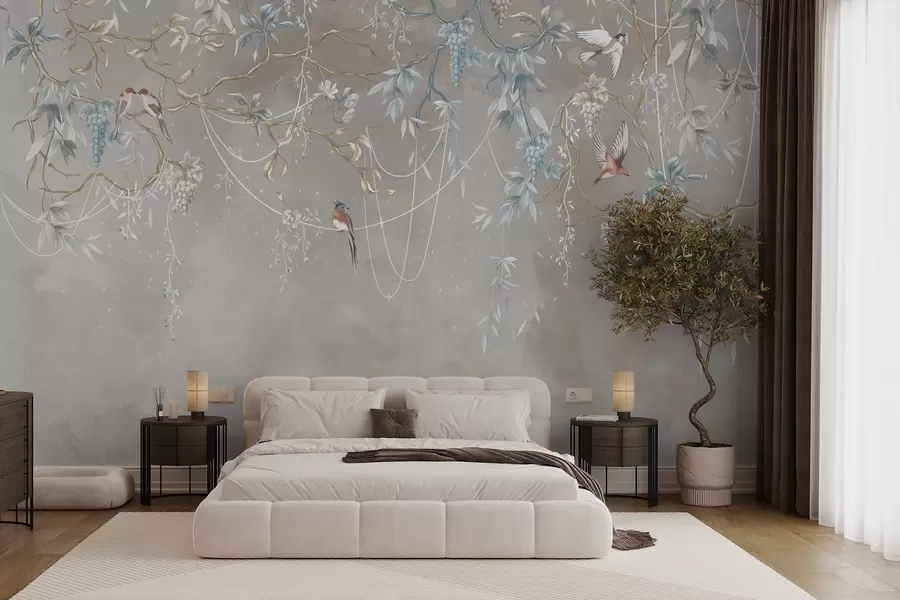 Valokuvatapetti Sama aihe, mutta sinisillä viinirypäleillä w04302v1