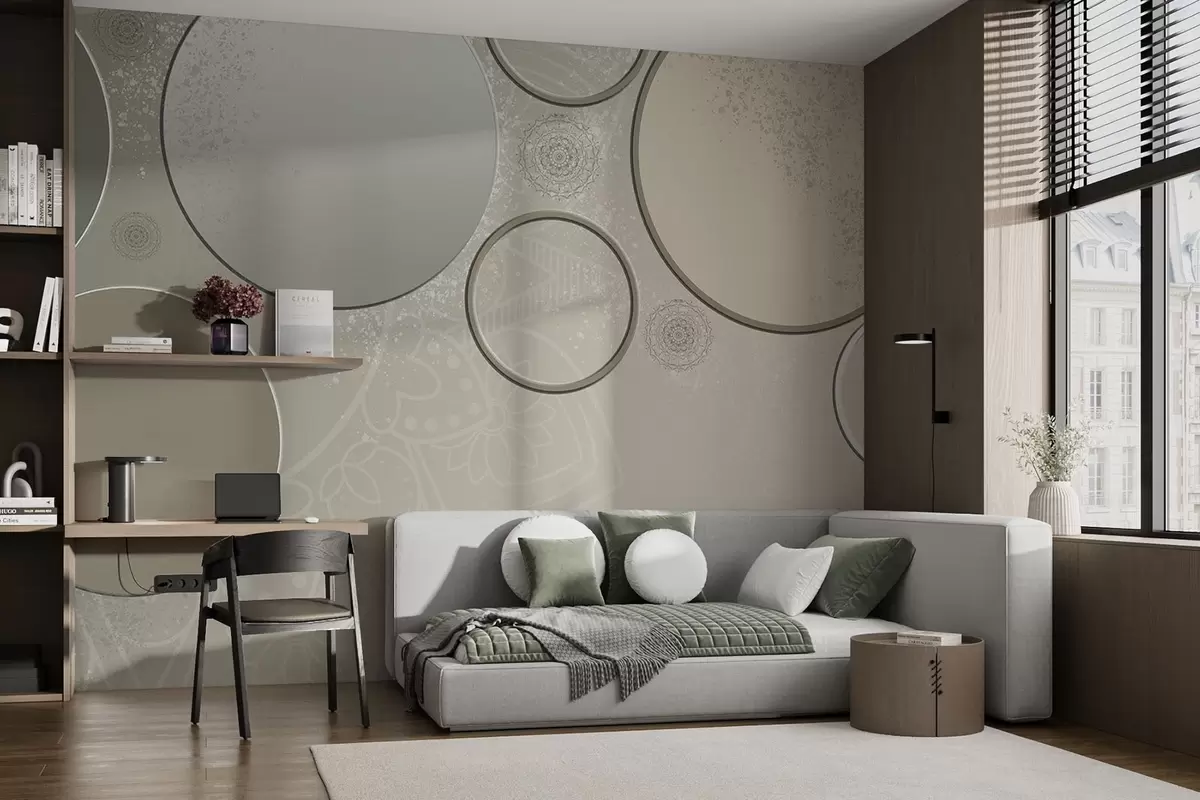 Valokuvatapetti Erilaisia ympyröitä läpikuultavalla taustalla w09181