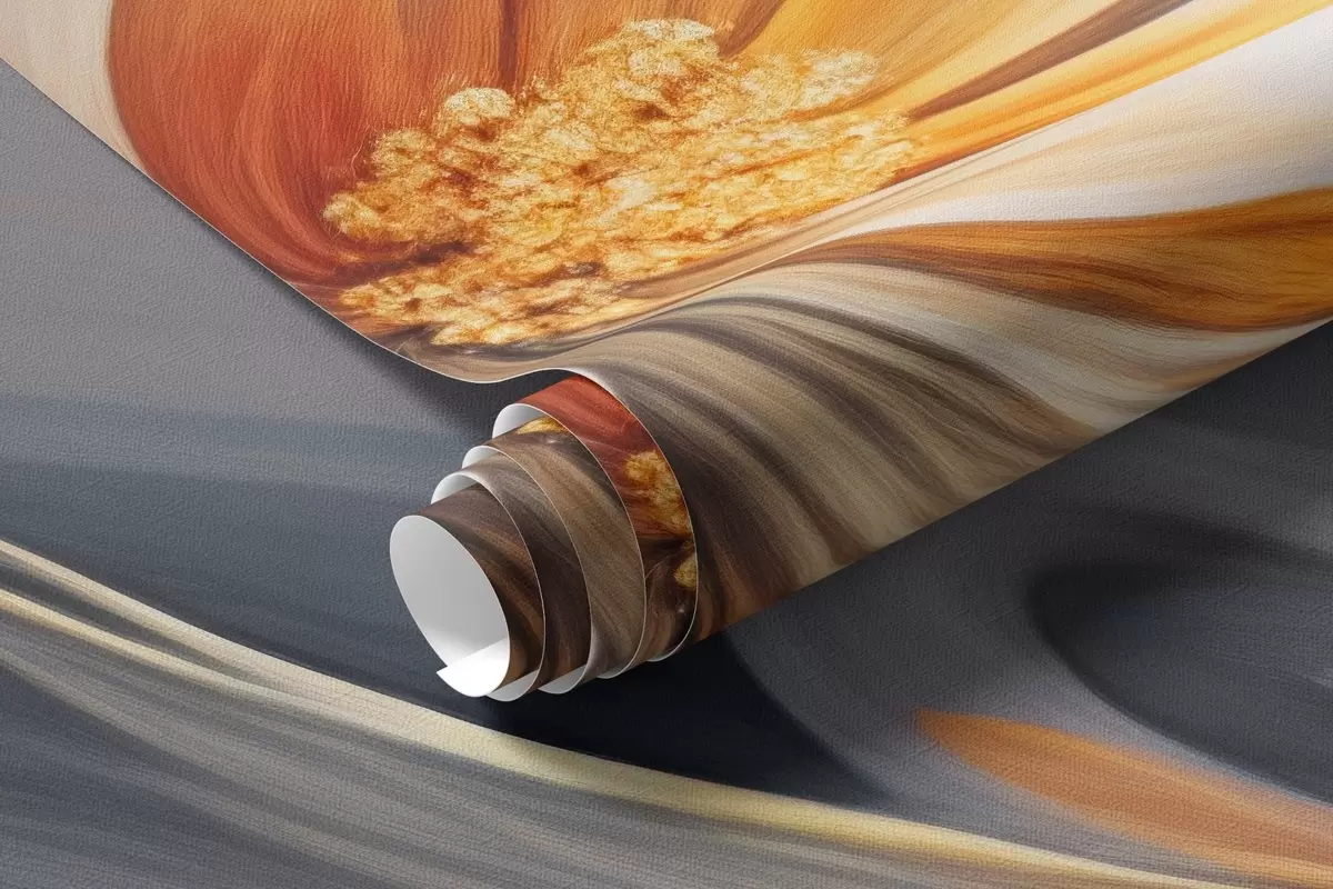 Valokuvatapetti Abstrakti kukka pehmeillä sinisen ja oranssin sävyillä w09270