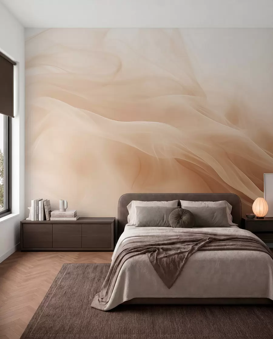 Valokuvatapetti Beige savuinen aallot abstrakti tyyliin w09273