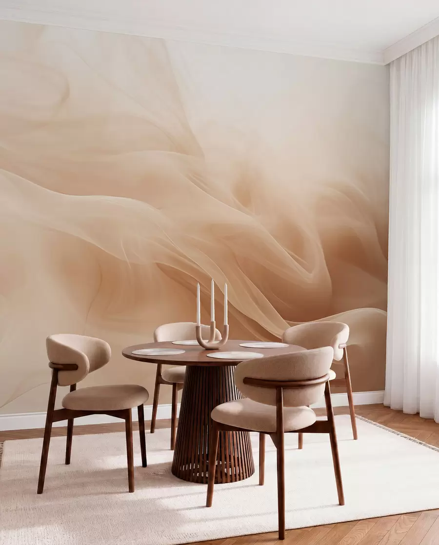 Valokuvatapetti Beige savuinen aallot abstrakti tyyliin w09273