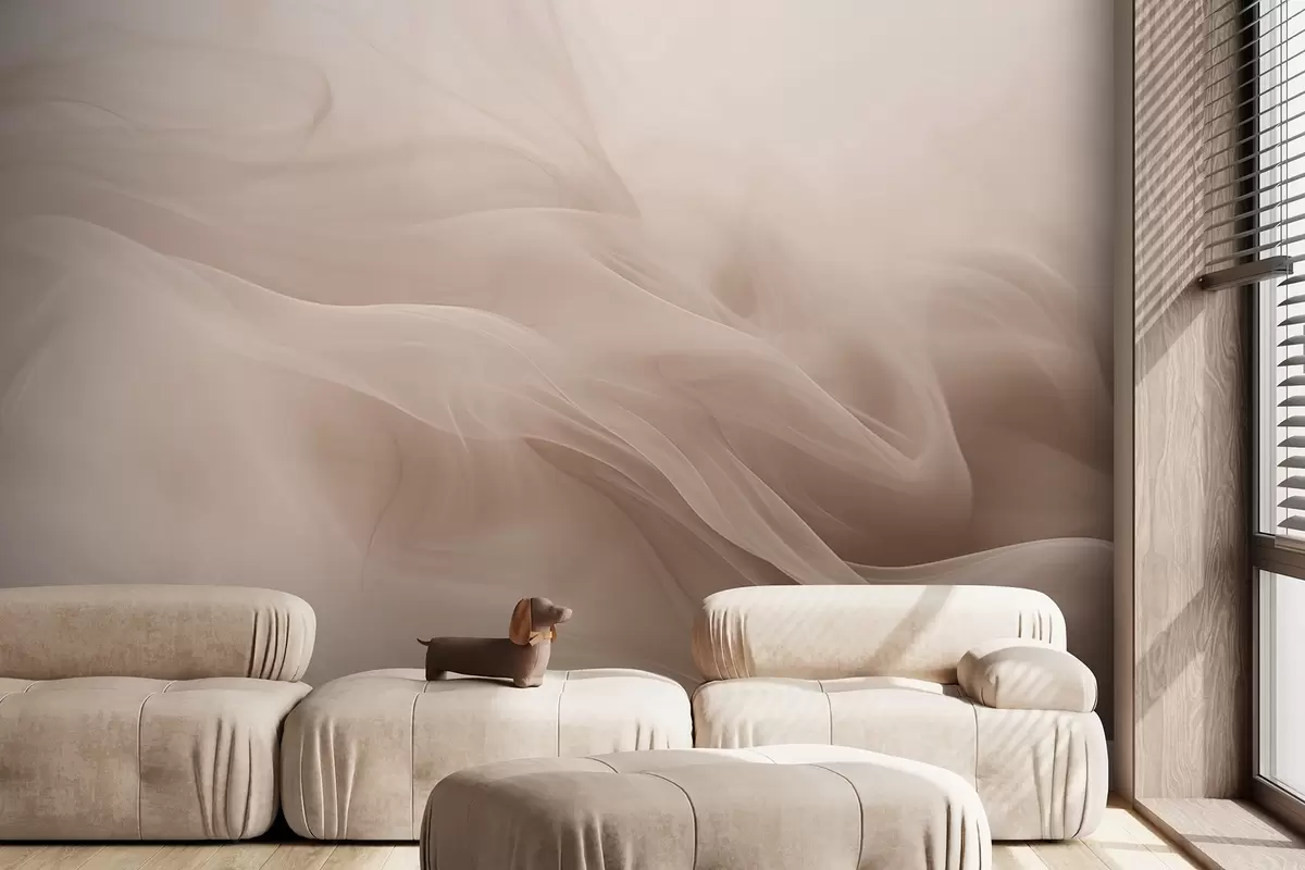 Valokuvatapetti Pehmeä beige savuinen aallot abstrakti tyyliin w09273v1