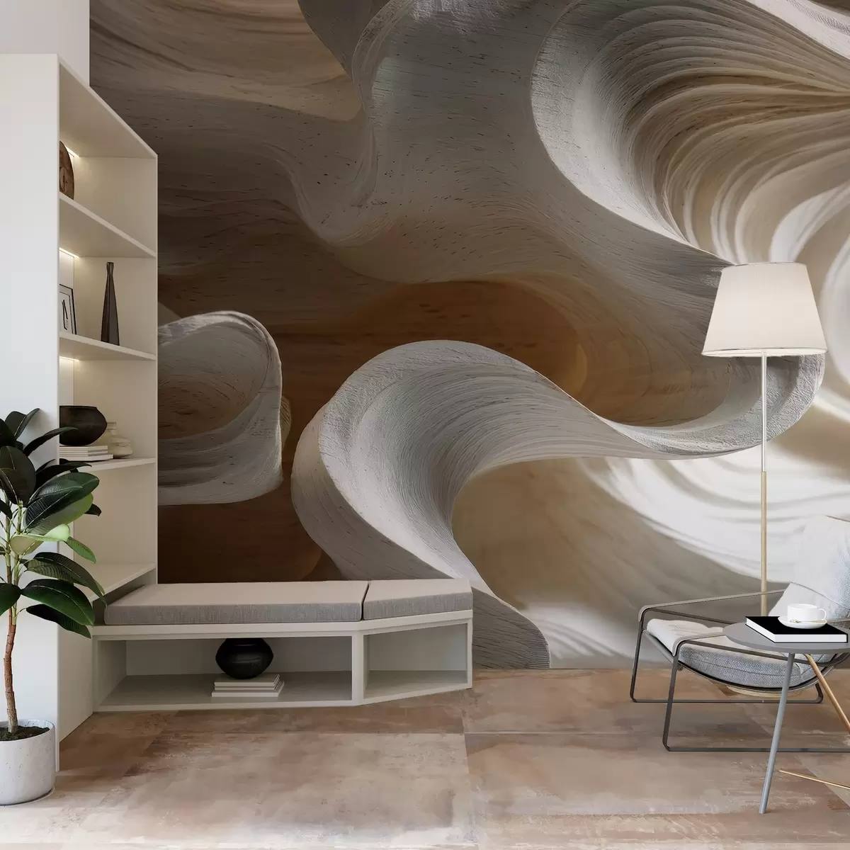 Valokuvatapetti Puisten aaltojen jäljitelmä w04316