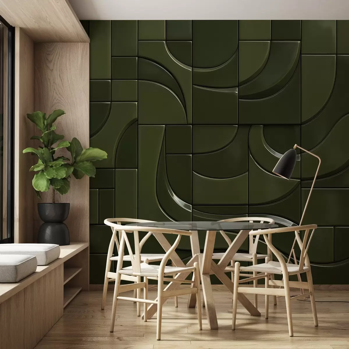 Valokuvatapetti Kiiltävien paneelien jäljitelmä w04325