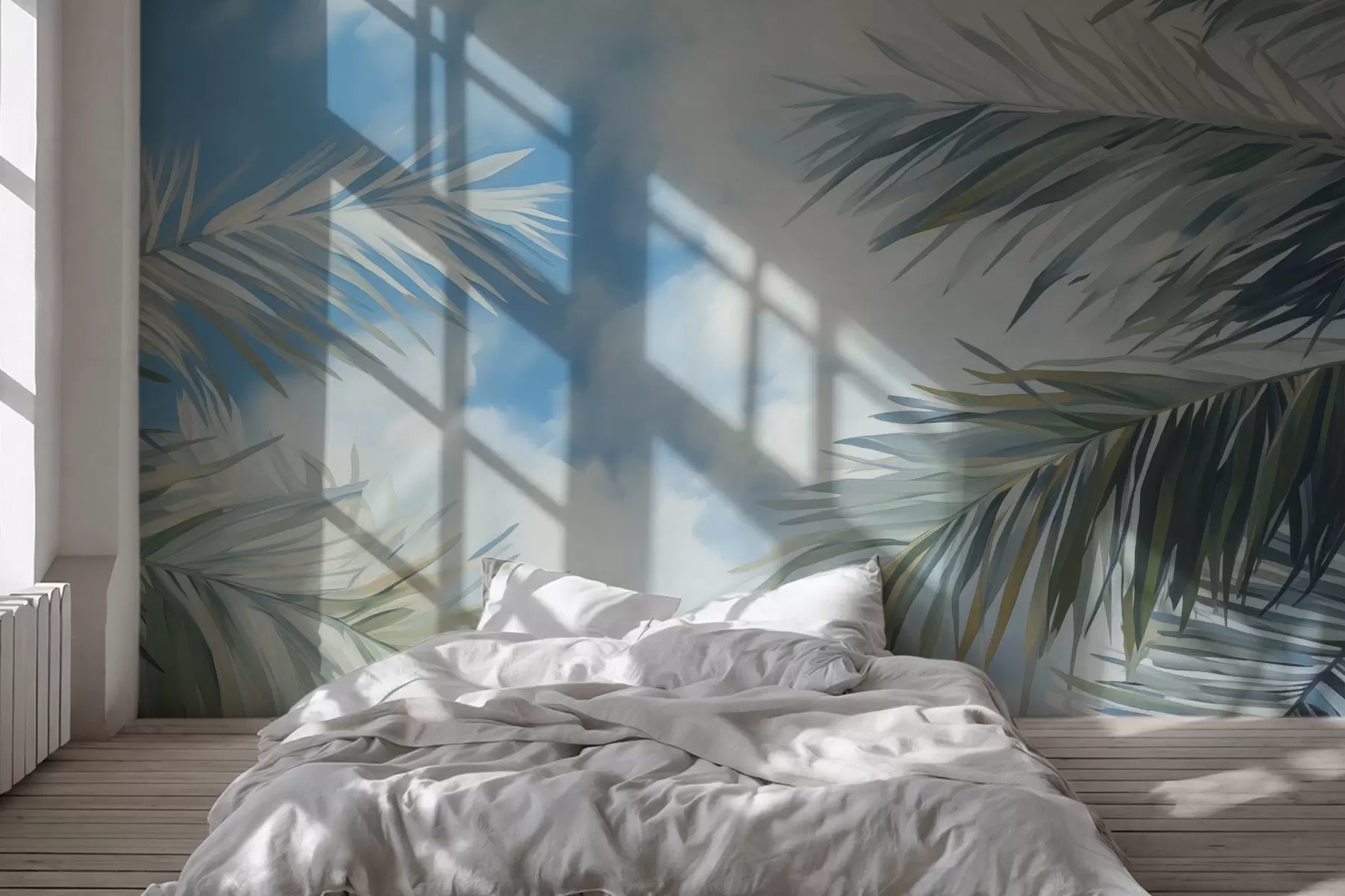 Valokuvatapetti Palmunlehdet taivasta vasten w04361