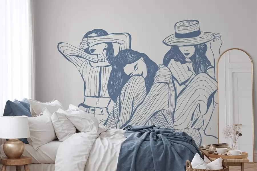 Valokuvatapetti Tytöt sinisen sävyjä w04384v1