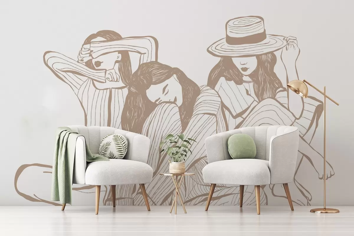 Valokuvatapetti Tytöt beigen sävyjä w04384v2