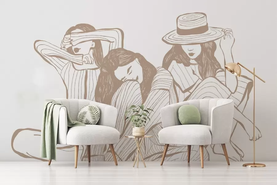 Valokuvatapetti Tytöt beigen sävyjä w04384v2