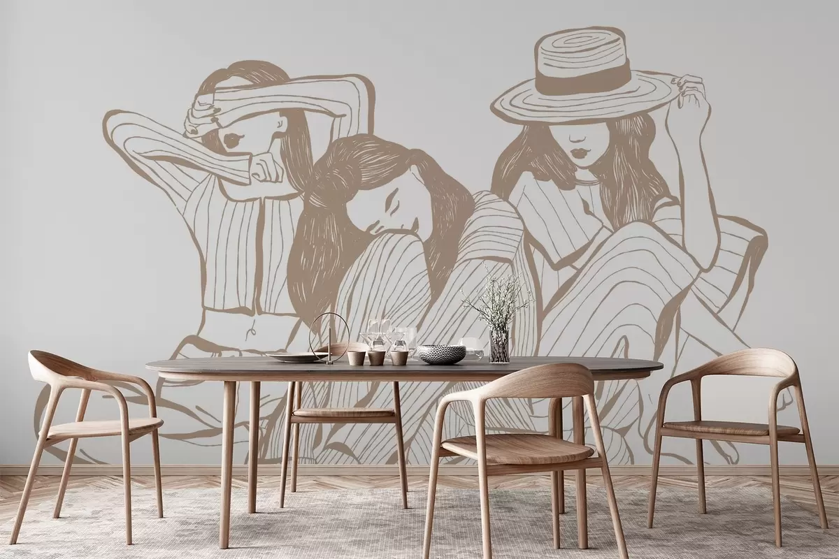 Valokuvatapetti Tytöt beigen sävyjä w04384v2