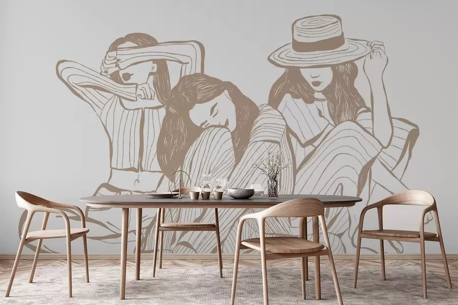 Valokuvatapetti Tytöt beigen sävyjä w04384v2