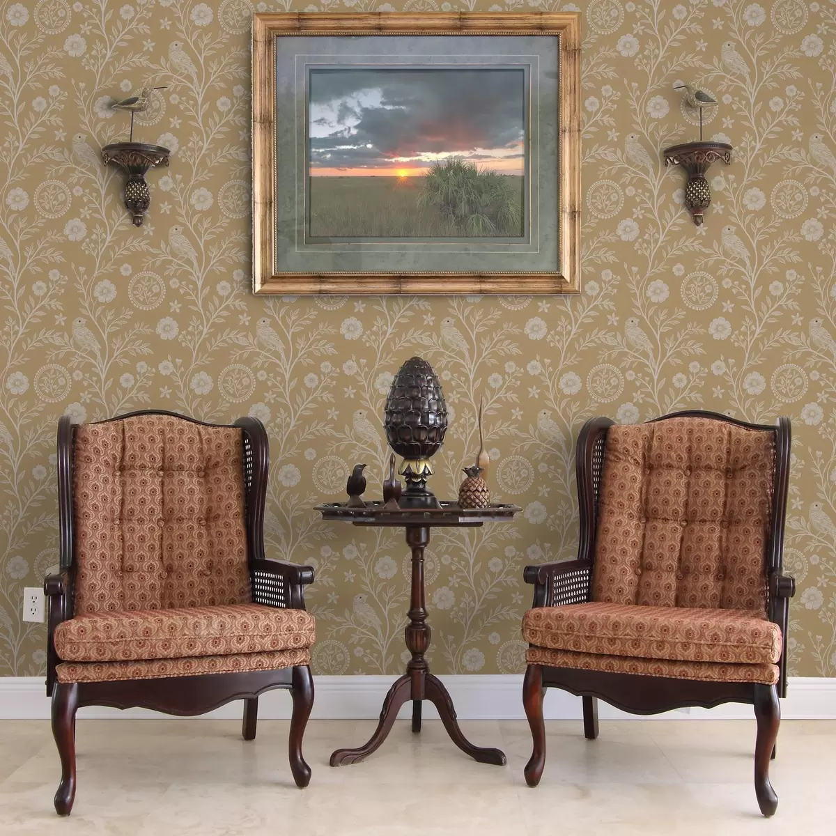 Taustakuva Valkoinen lintu ja kukka valkoinen lintu ja kukka okranvärisellä pohjalla a00393