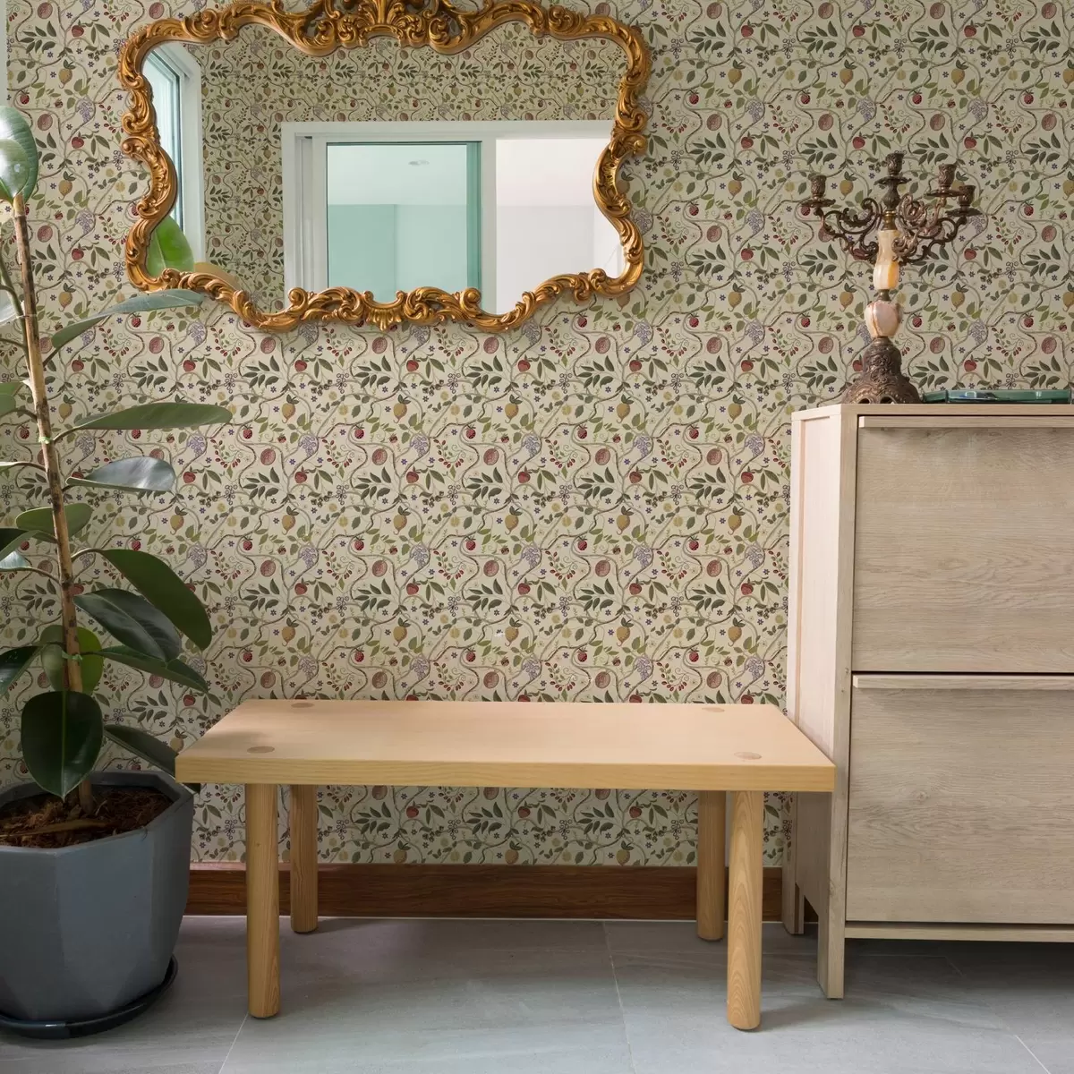 Taustakuva Hedelmäkuvio marjoilla, oksilla ja kukilla a00428