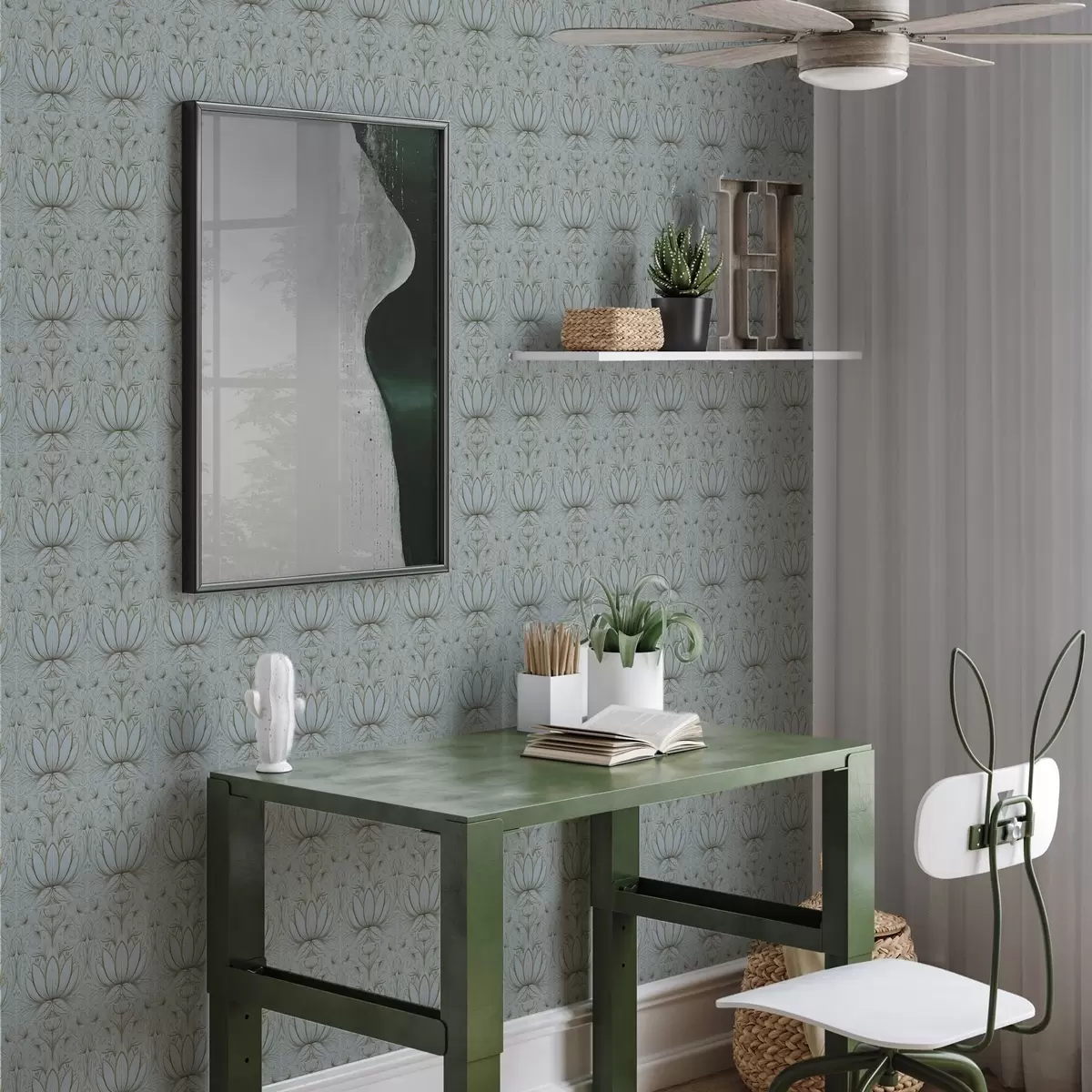 Taustakuva Lotus-koriste turkoosin ja keltaisen sävyissä a00439