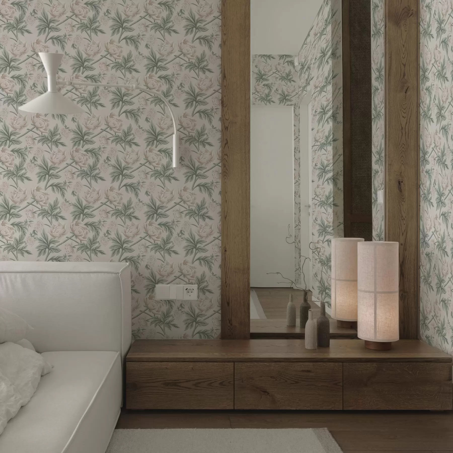 Valokuvatapetti Reheviä pioneita vaalean beigen ja vihreän sävyissä beige ja vihreä beige ja vihreä a00445