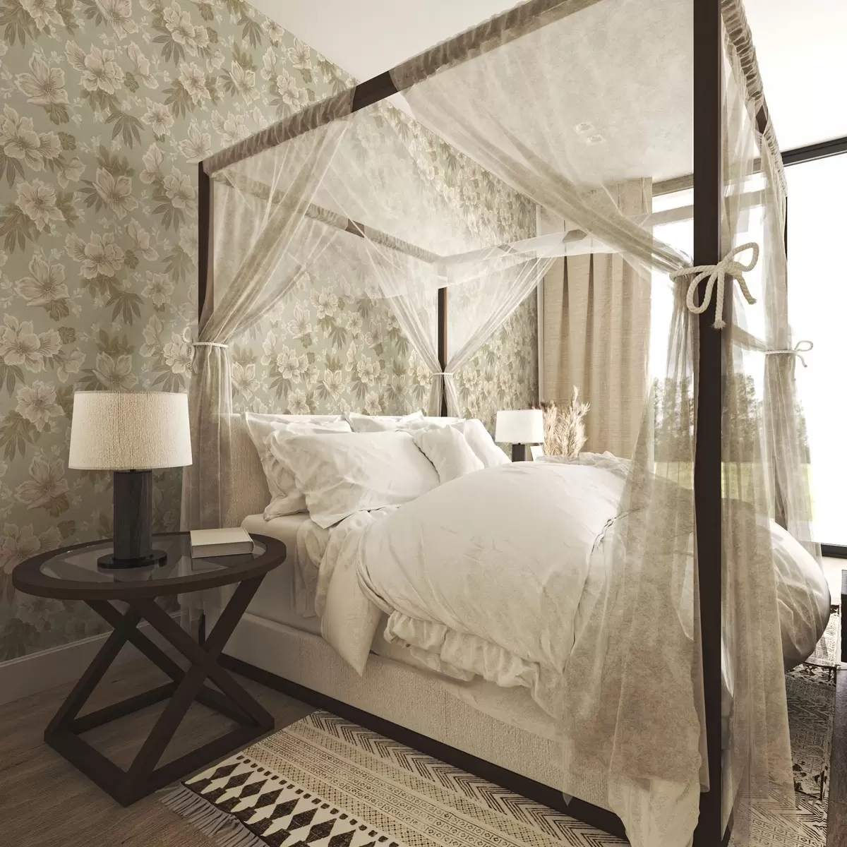 Taustakuva Kermanvärisiä kukkia oliivinvihreällä pohjalla a00462