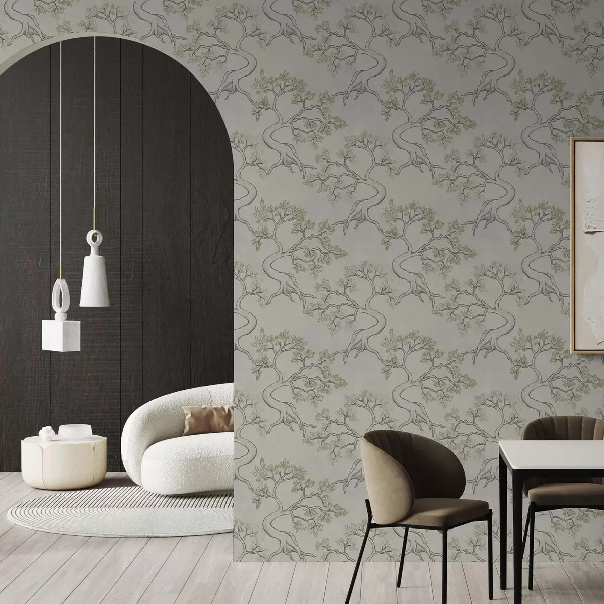 Taustakuva Yksiväriset puut, joissa on hienot kaarevat rungot a00468