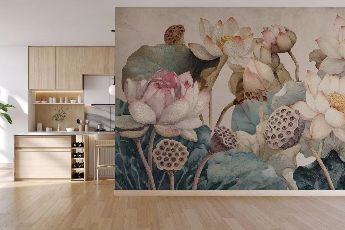 Valokuvatapetti suuret kuvioitu vesililjat w04309