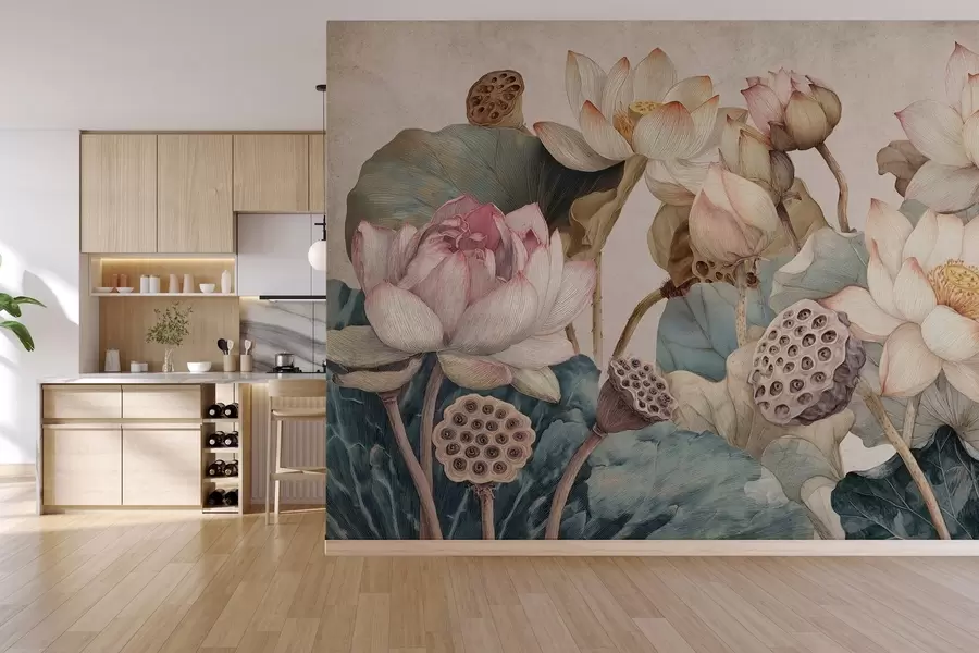 Valokuvatapetti suuret kuvioitu vesililjat w04309