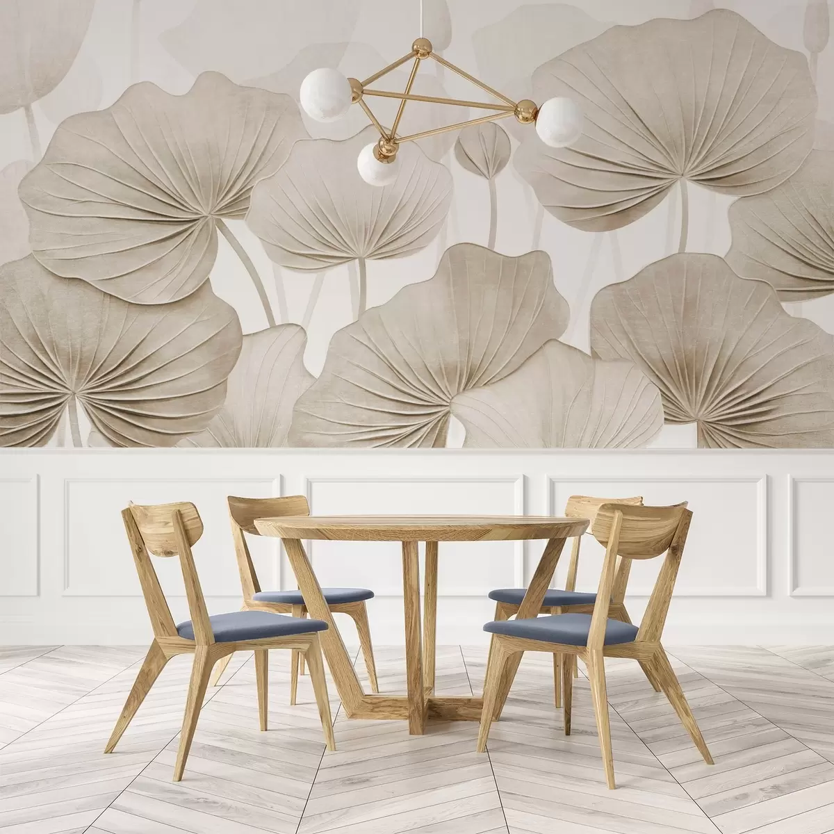 Valokuvatapetti Lootuksen lehdet, joissa on jäljitelmä ahdistuneesta tekstuurista w04412v1