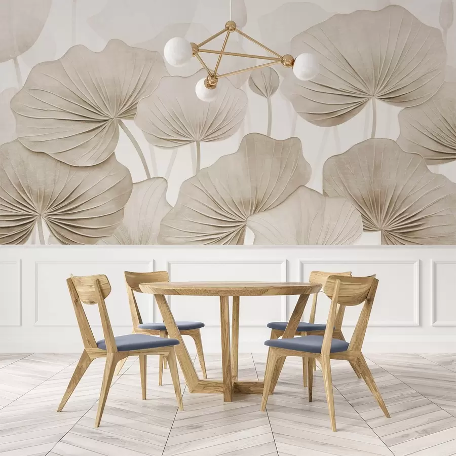 Valokuvatapetti Lootuksen lehdet, joissa on jäljitelmä ahdistuneesta tekstuurista w04412v1