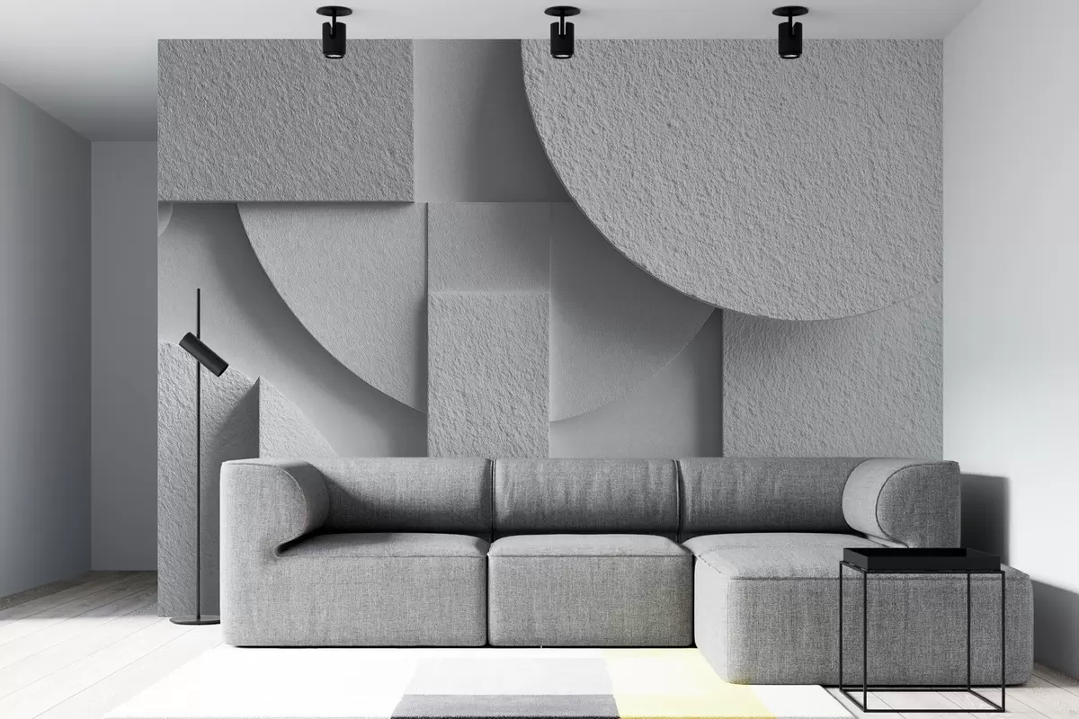 Valokuvatapetti Abstrakti sommitelma, jossa on valkoisia kolmiulotteisia geometrisia muotoja w04395v1