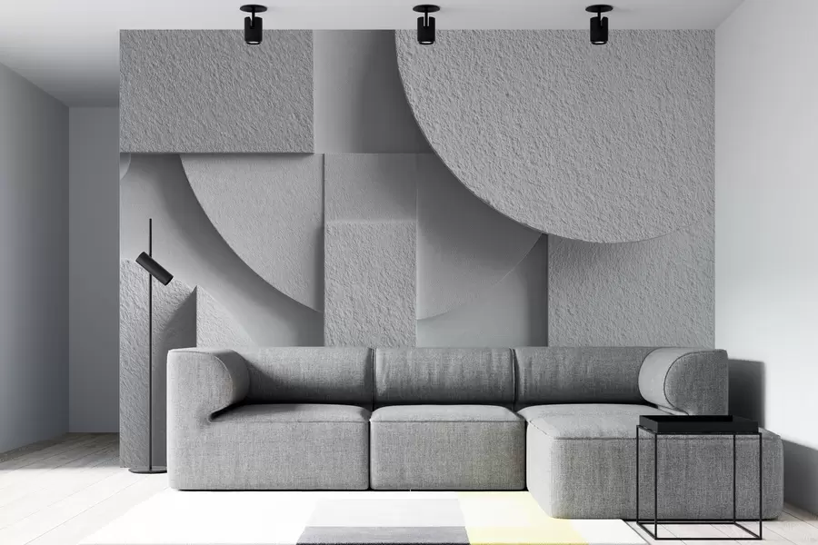 Valokuvatapetti Abstrakti sommitelma, jossa on valkoisia kolmiulotteisia geometrisia muotoja w04395v1