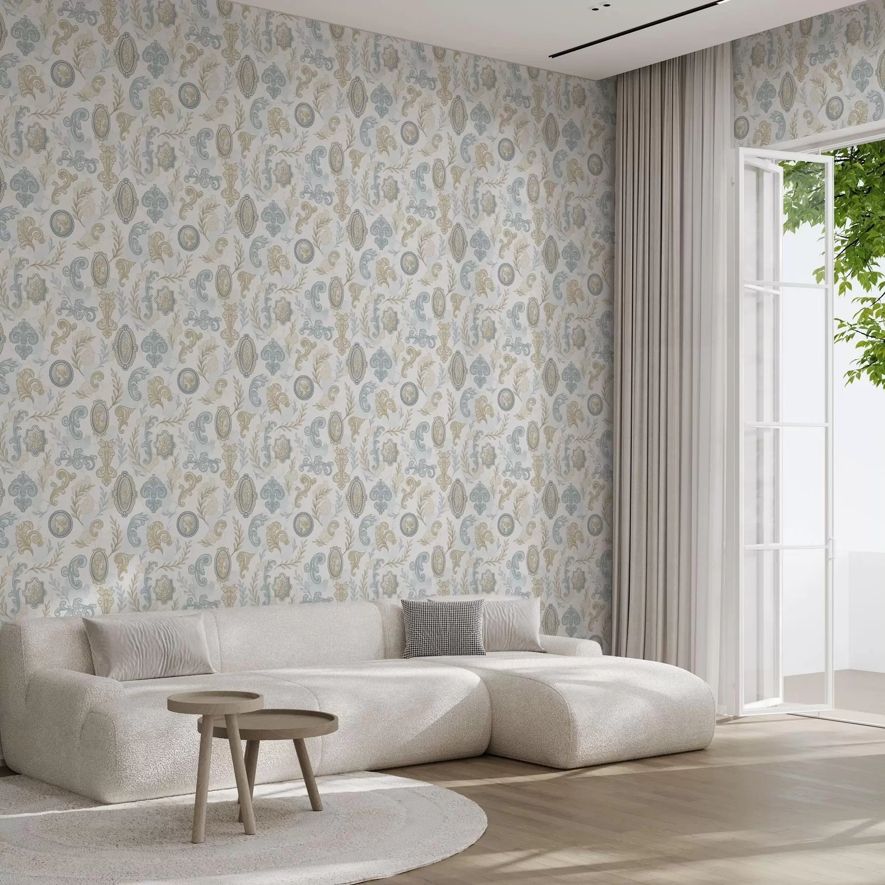 Valokuvatapetti Klassinen koriste, jossa on medaljonkeja ja kuvioita a00319