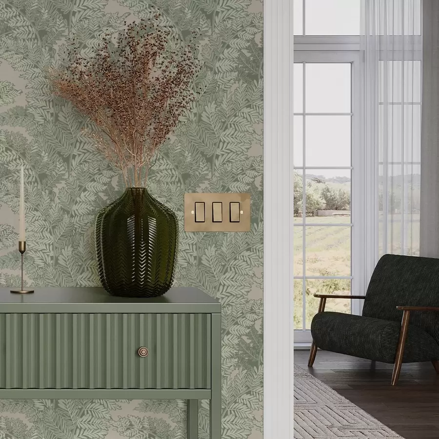 Valokuvatapetti Vihreä kuvio saniaisen lehdillä a00345