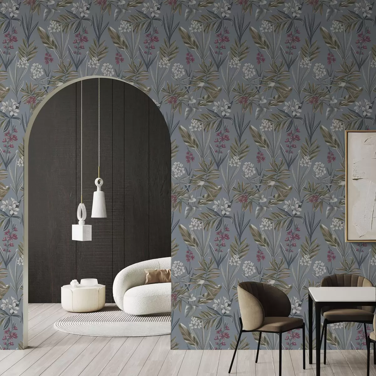 Taustakuva Kukkien oksat siniharmaalla taustalla a00350